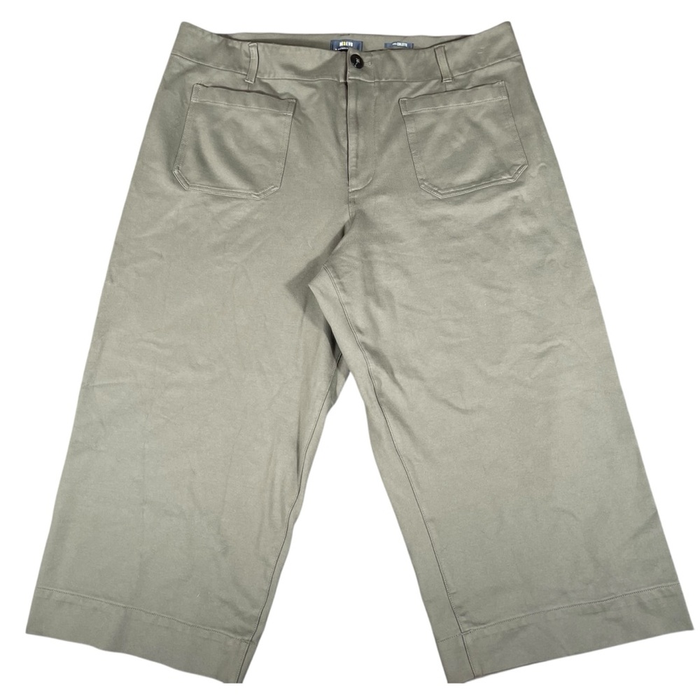 Maeve the Colette Cropped Wide-Leg Stretch Pants Size 22w Olive Green